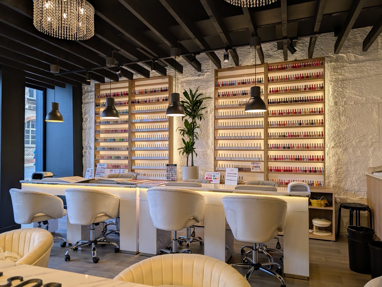 Detailed view of our flagship manicure stations at 214 High Street
